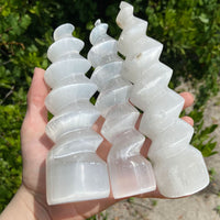 Selenite Natural Gemstone Spiral Tower - Each One is Unique!