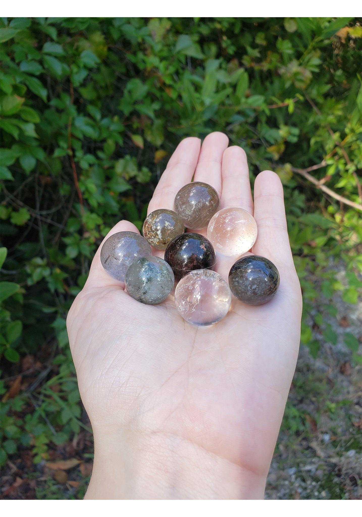 Rutile &amp; Included Quartz Lodolite Gemstone Sphere Orb Marble - Multiple Sizes!