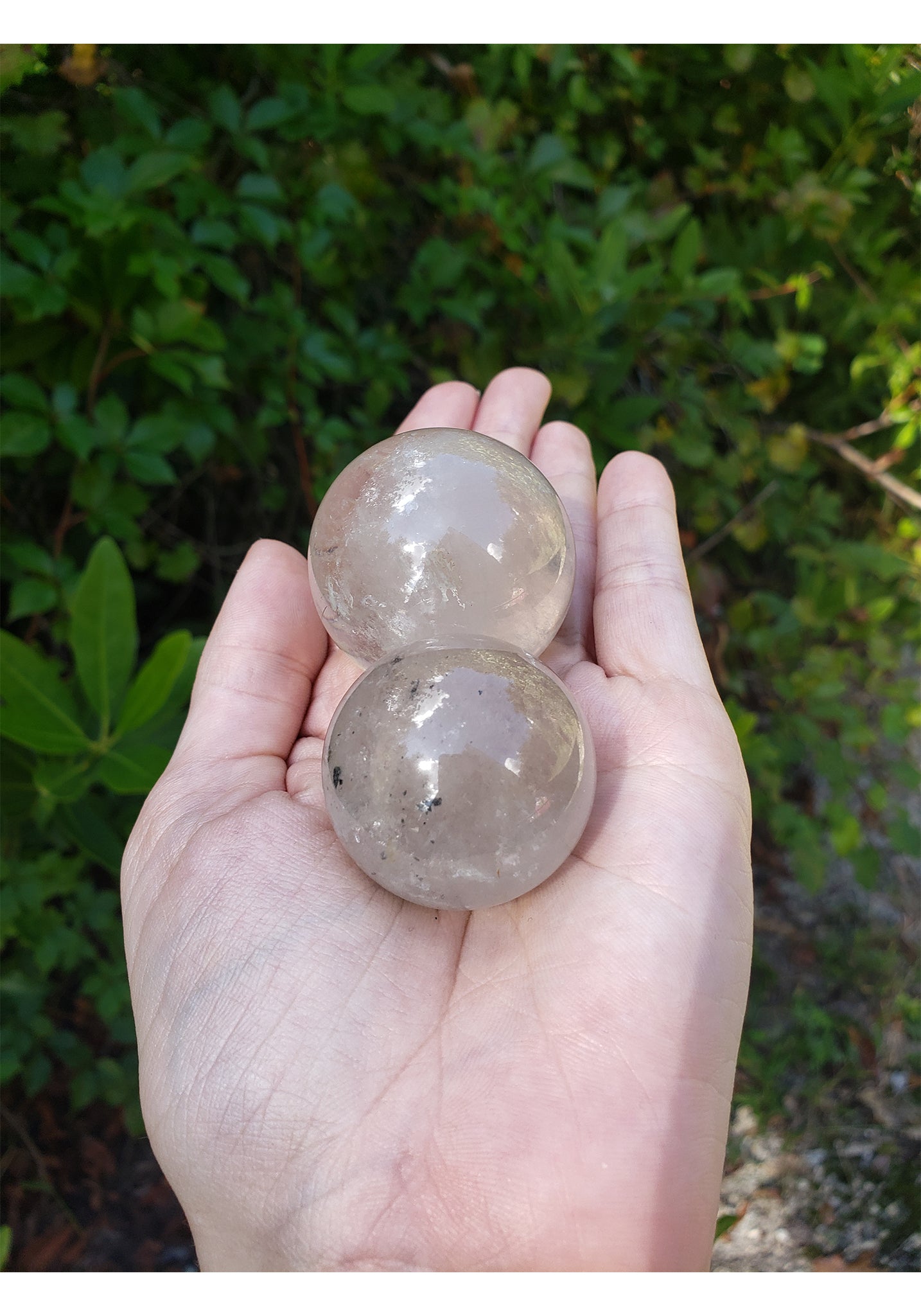Rutile &amp; Included Quartz Lodolite Gemstone Sphere Orb Marble - Multiple Sizes! 2