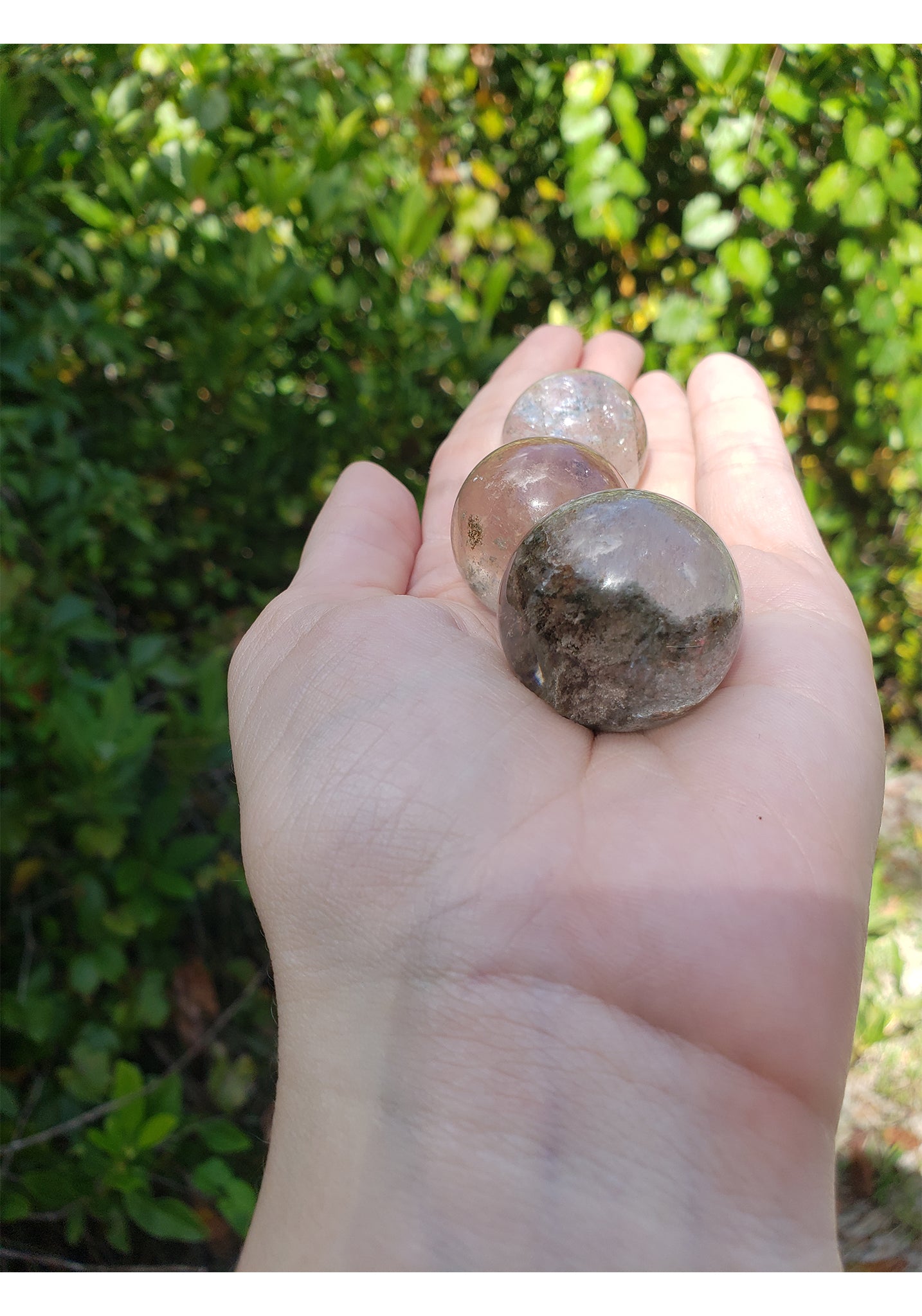 Rutile &amp; Included Quartz Lodolite Gemstone Sphere Orb Marble - Multiple Sizes! 3