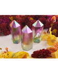 Multi-Aura Quartz Gemstone Tower Obelisk - Tanzine & Lime Aura 3
