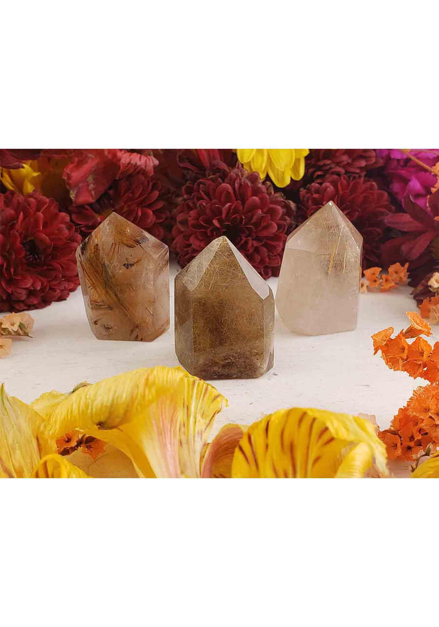 Gold Rutile Quartz Polished Gemstone Point Tower - Mini [ 0.8" - 1.25" ]