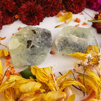 Prehnite with Epidote Polished Natural Gemstone Slice Slab - Stone of Prophecy & Awareness
