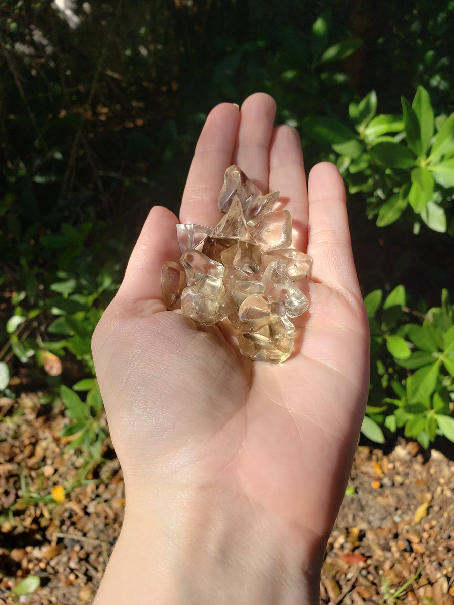 Pale Smoky Quartz with Natural Citrine Tumbled Polished Gemstone