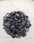 Two ounces of iolite crystal chips on display