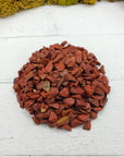crystal display with two ounces of red jasper stone chips