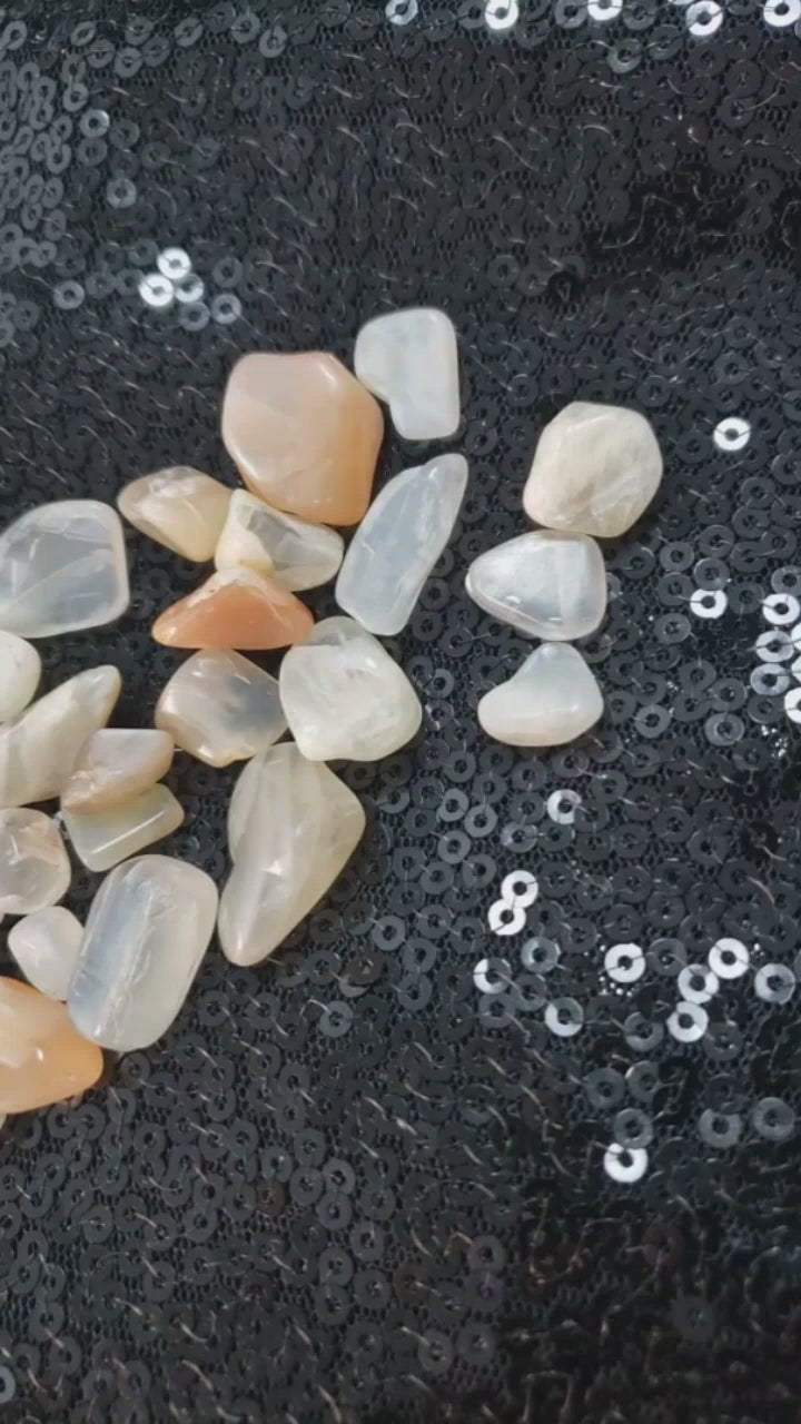 Mini Moonstone Tumbled Gemstone - Multi Stone or Bulk Wholesale Lots - Video