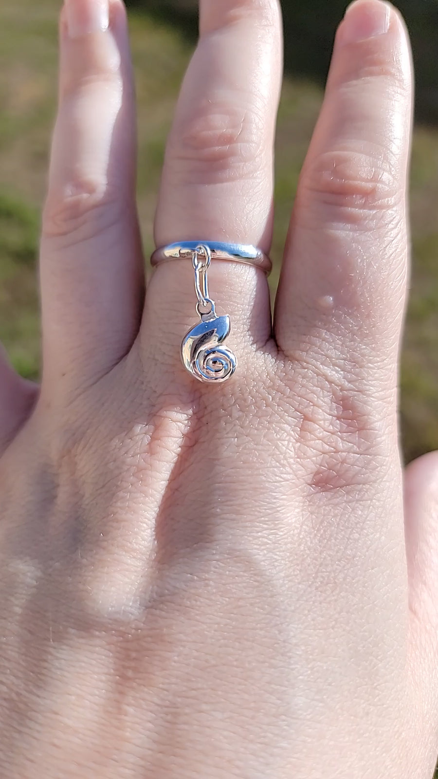 Sterling Silver Seashell Charm Handmade Ring