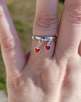 Sterling Silver Double Heart Charm Handmade Ring