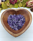 four ounces of amethyst stone chips in bowl