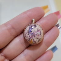 Natural Cantera Mexican Pink Purple Opal Sterling Silver & Copper Pendant - AAA Grade Opal Video