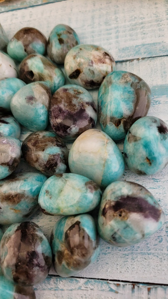 Amazonite Natural Tumbled Polished Gemstone - One Stone - Video