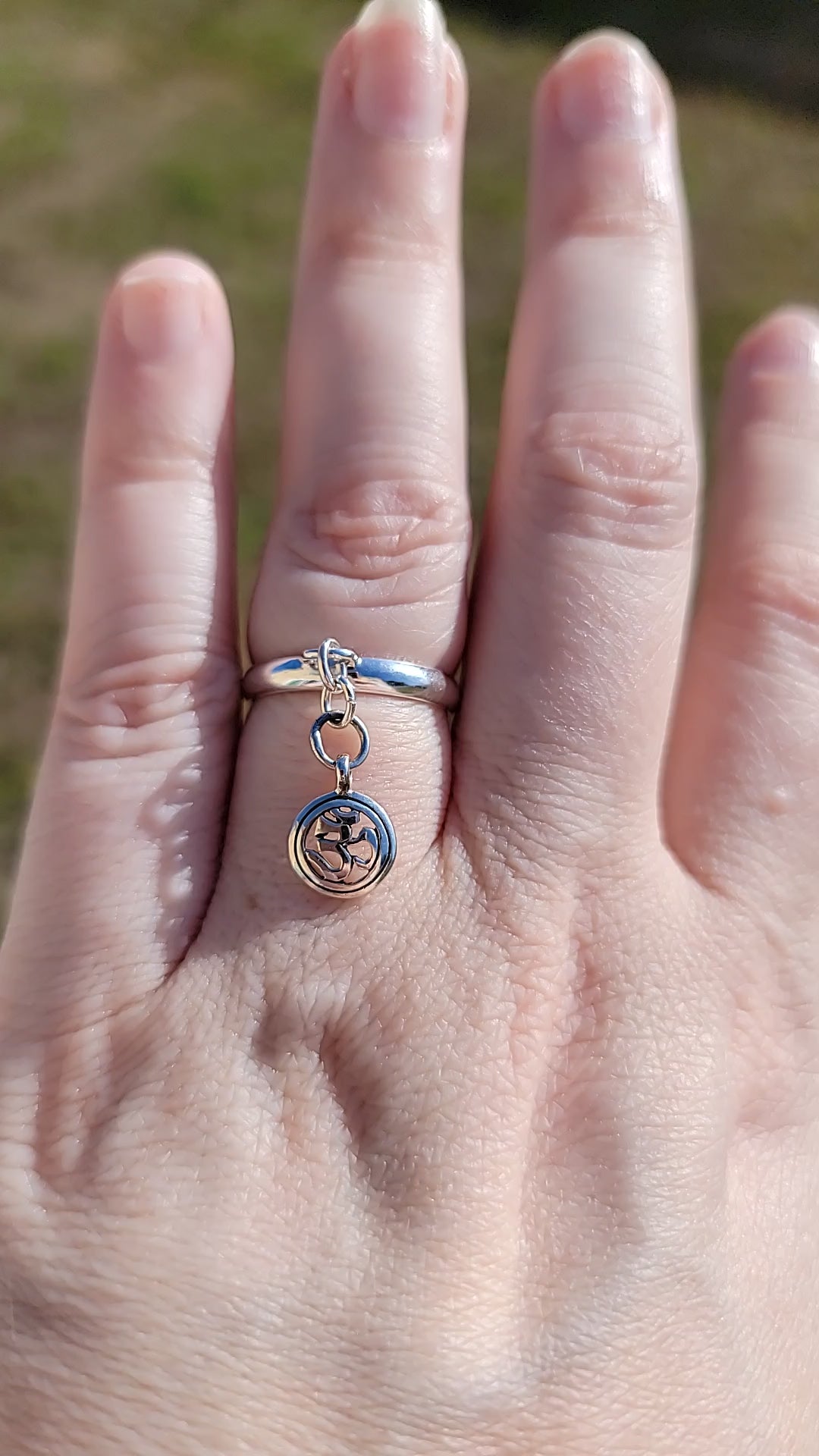 Sterling Silver Om Charm Handmade Ring