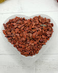 selenite bowl with five ounces of red jasper stone chips
