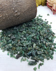 Six ounces of green aventurine crystals on display