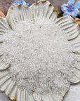 seven ounces of quartz crystal chips on floral display