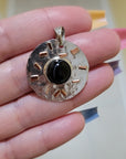 Black Agate Gemstone Sterling Silver and Copper Pendant Video