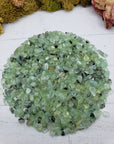 Eight ounces of prehnite chips on display