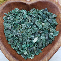 Eight ounces of green aventurine chips in a bowl