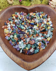 Eight ounces of mixed gemstone crystal chips in bowl