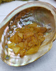 abalone shell with 9 grams of amber stone chips