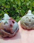 Amazonite Gemstone Happy Pumpkin Totem Jack-o-Lantern Carving - Happy Boys