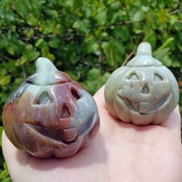 Amazonite Gemstone Happy Pumpkin Totem Jack-o-Lantern Carving - Happy Boys
