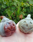 Amazonite Natural Gemstone Happy Pumpkin Totem Jack-o-Lantern Carving