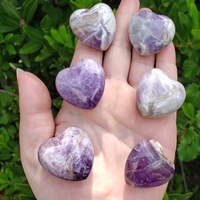 Amethyst Natural Gemstone Puffy Heart Carving - 30mm