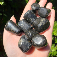 Black Galaxy Jasper Polished Tumbled Gemstone - Stone of Chakra Balance - Subtle Internal Flash!