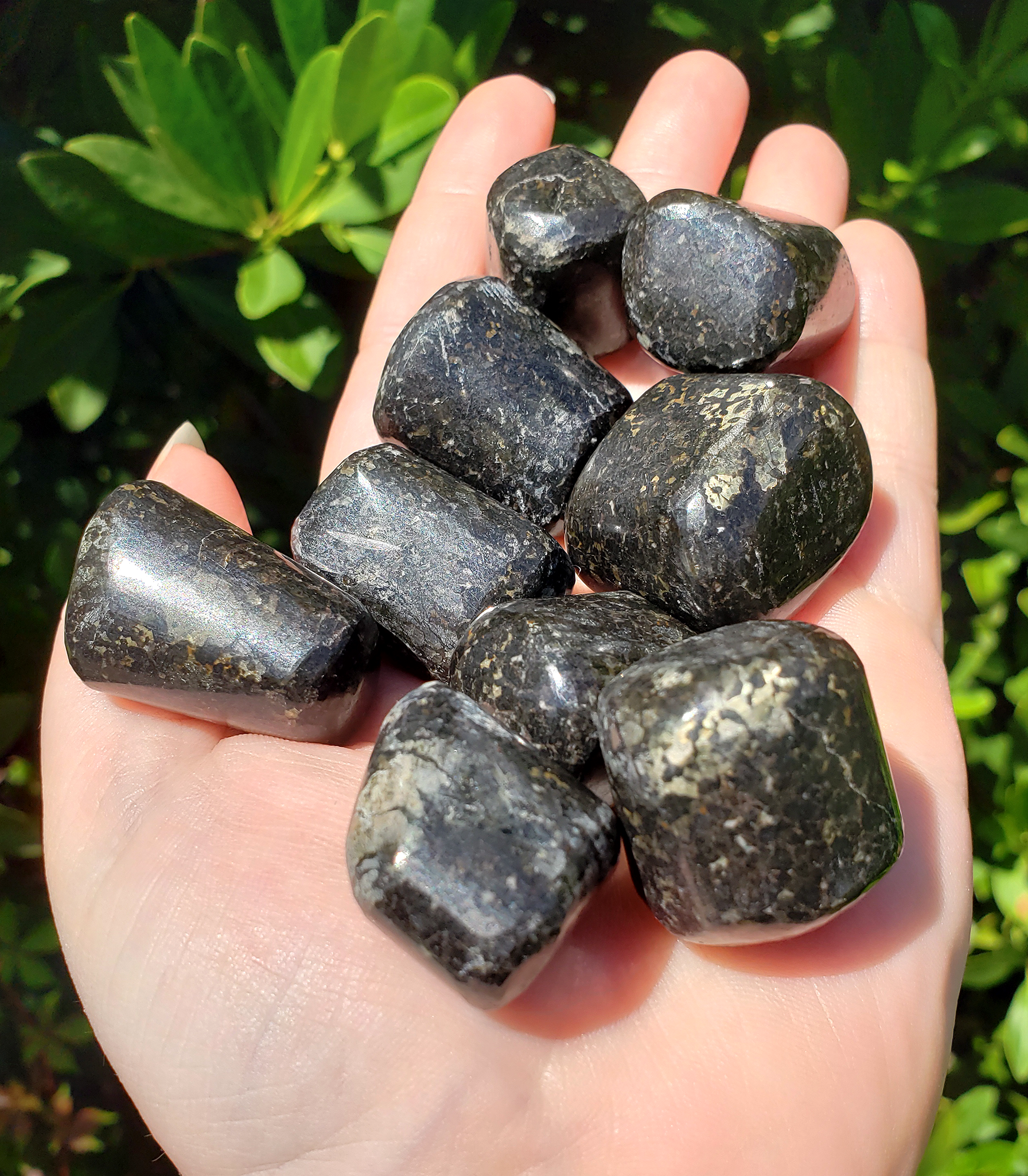 Black Galaxy Jasper Tumbled Gemstone - Single Stone or Ounce