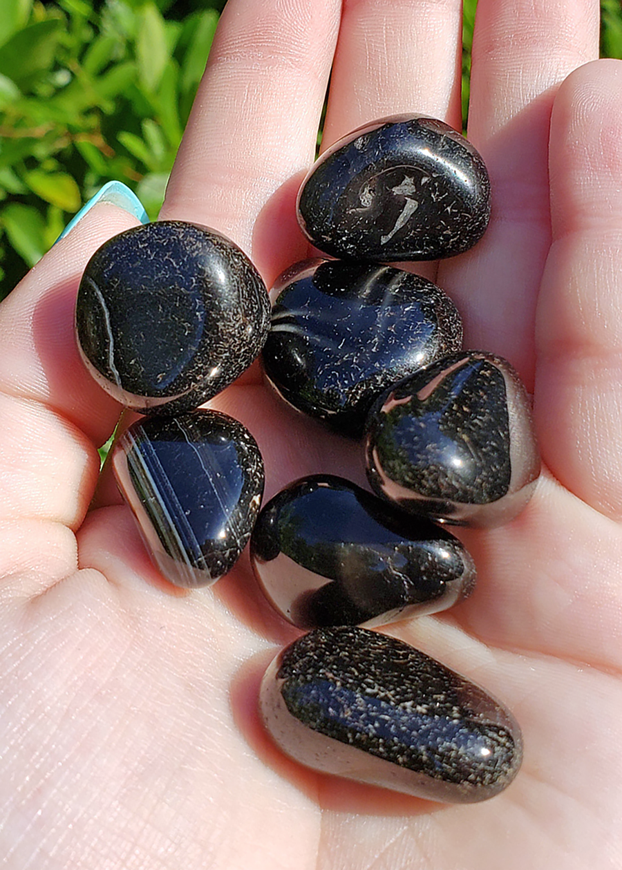 Black Onyx Natural Tumbled Gemstone - Stone of Focus and Calm - 0.4" - 0.8"