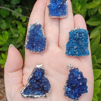 Blue Agate Druzy Gemstone Pendant