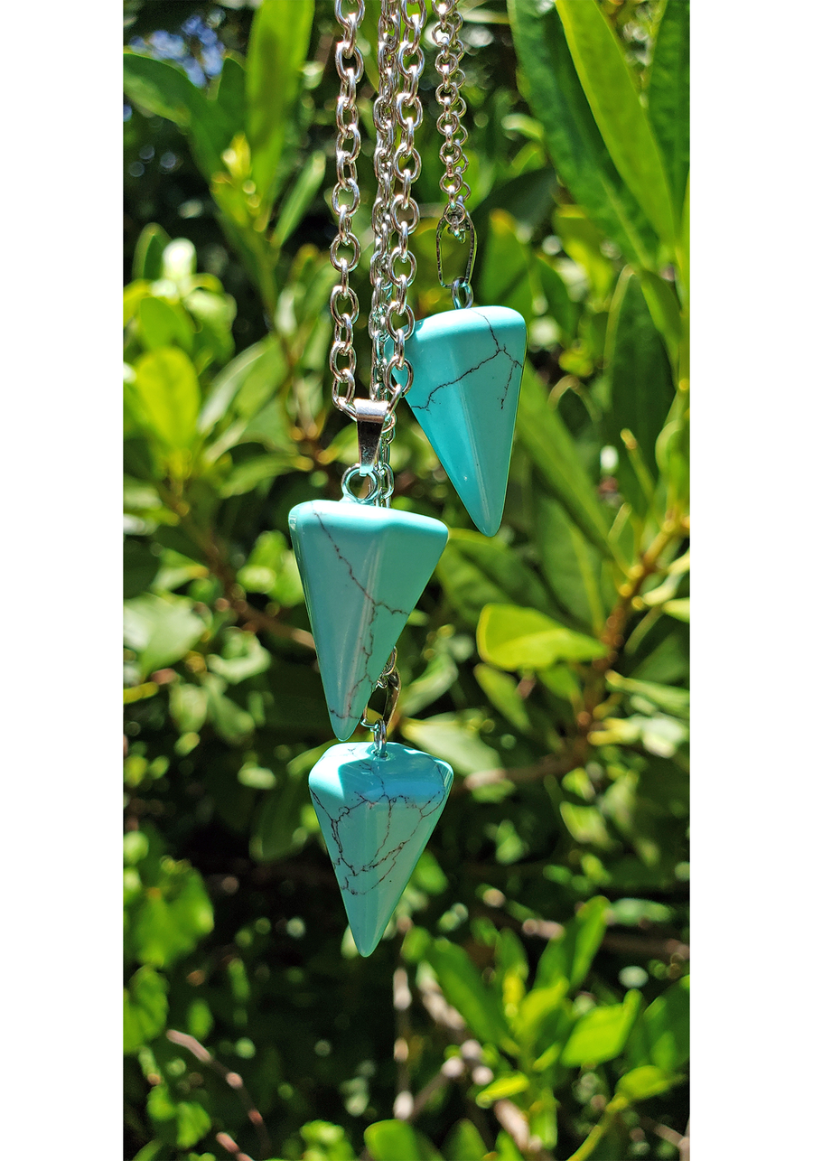 Blue Howlite Gemstone Pendulum Pendant
