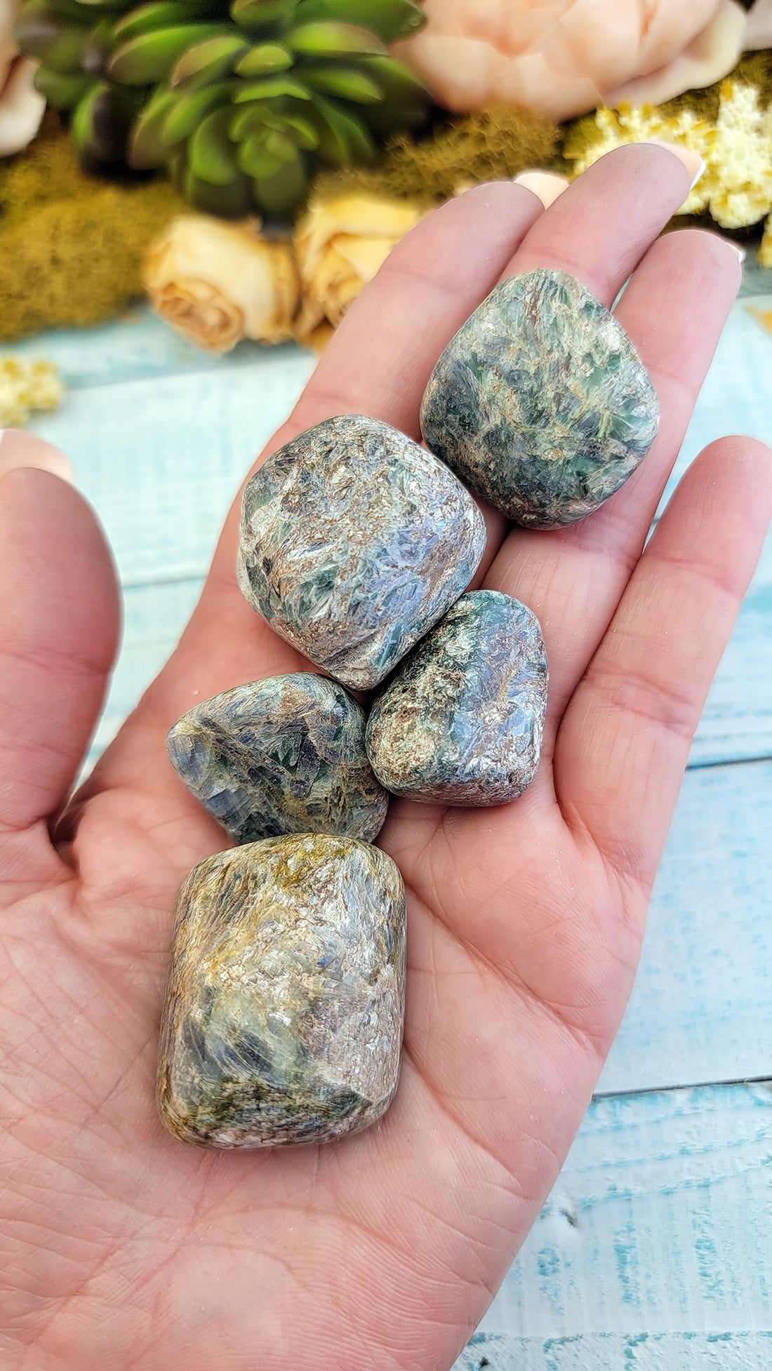 Blue-Green Kyanite Tumbled Gemstone Ounce
