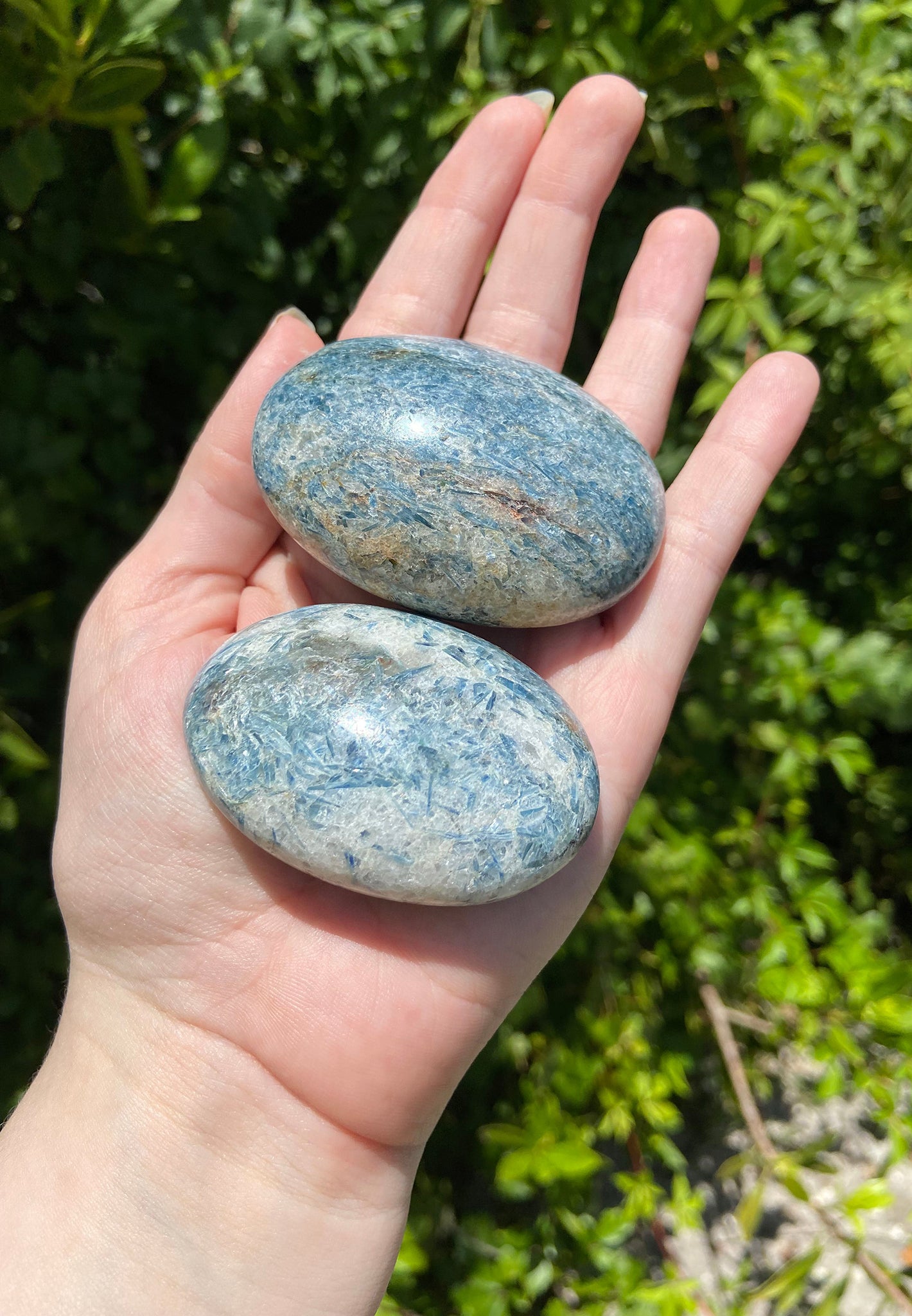 Blue-Green Kyanite Meditation Palm Stone
