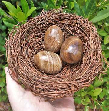 Brown Aragonite Gemstone 40 - 48mm Egg Carving
