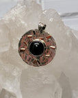 Black Agate Gemstone Sterling Silver and Copper Pendant