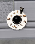 Black Agate Gemstone Sterling Silver and Copper Pendant