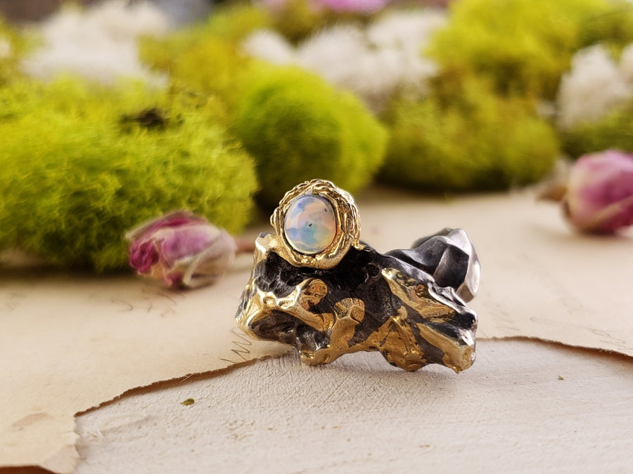 Sterling Silver & Opal Gemstone Ring - Blazing Star | Crystal Gemstone Shop.