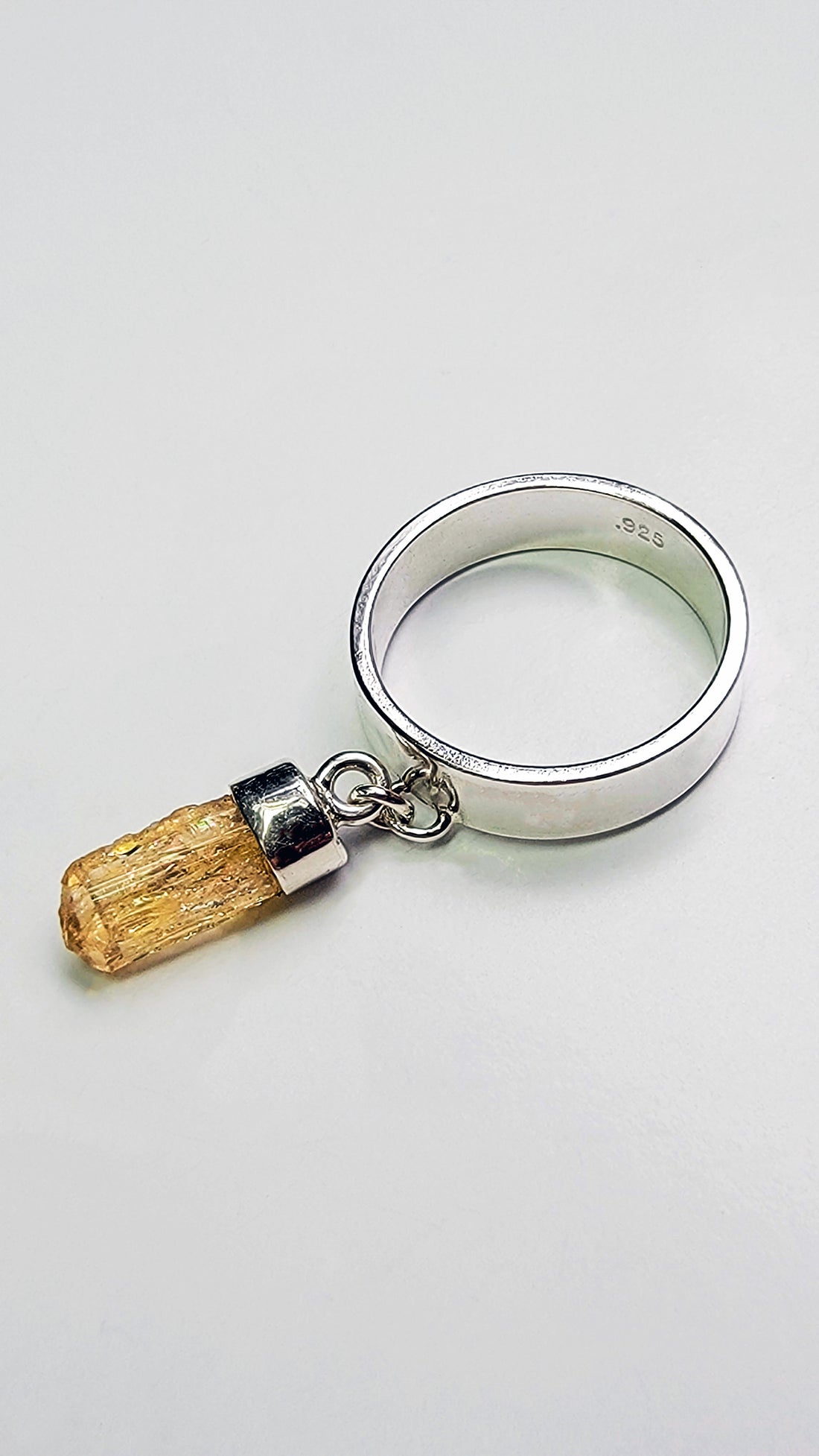 Sterling Silver Gold Beryl Gemstone Charm Handmade Ring