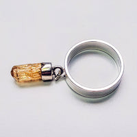 Sterling Silver Gold Beryl Gemstone Charm Handmade Ring