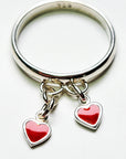 Sterling Silver Double Heart Charm Handmade Ring