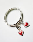 Sterling Silver Double Heart Charm Handmade Ring