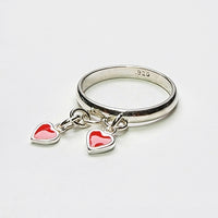 Sterling Silver Double Heart Charm Handmade Ring