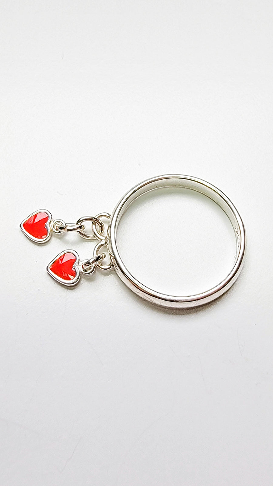 Sterling Silver Double Heart Charm Handmade Ring