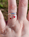 Sterling Silver Double Heart Charm Handmade Ring