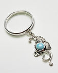 Sterling Silver Seahorse Larimar Charm Handmade Ring