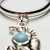 Sterling Silver Seahorse Larimar Charm Handmade Ring