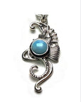 Sterling Silver Seahorse Larimar Charm Handmade Ring